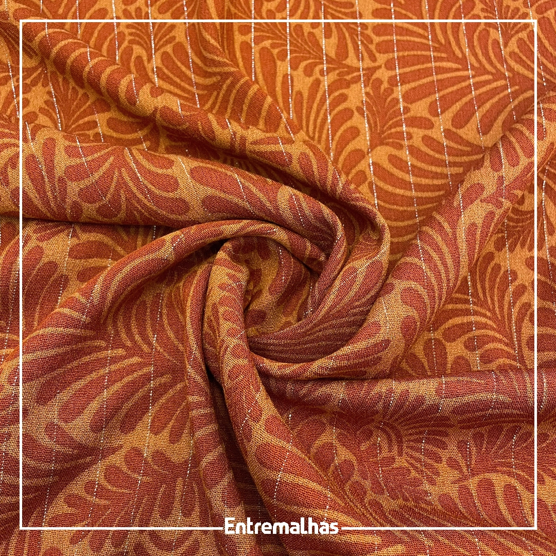 Tecido Rayon Lurex Printed - Laranja Ref.:859929