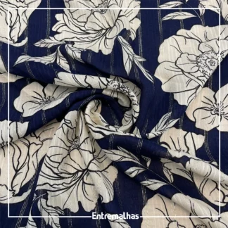 Tecido Rayon Lurex Printed - Azul Ref.:859929