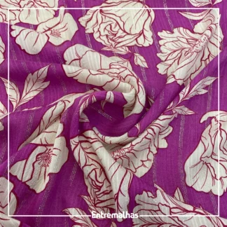 Tecido Rayon Lurex Printed - Rosa Ref.:859929