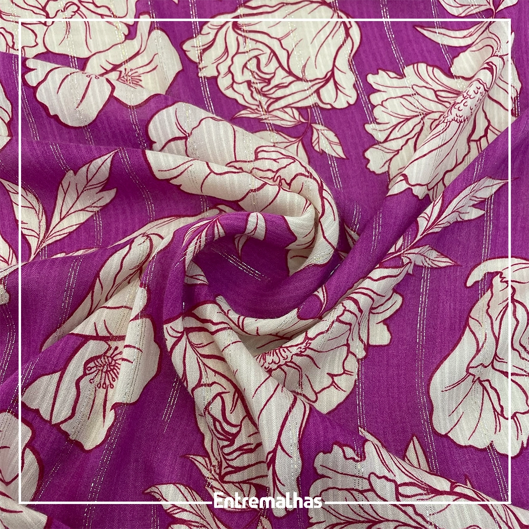 Tecido Rayon Lurex Printed - Rosa Ref.:859929