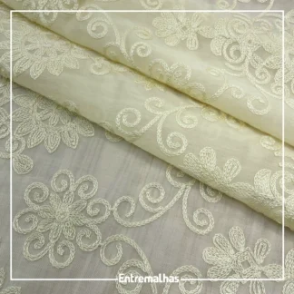 Tecido Tencel Bordado - Amarelo Ref.:859951