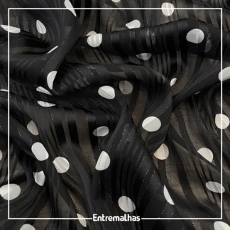 Tecido Crepe Paloma Lurex - Preto Ref.:722035