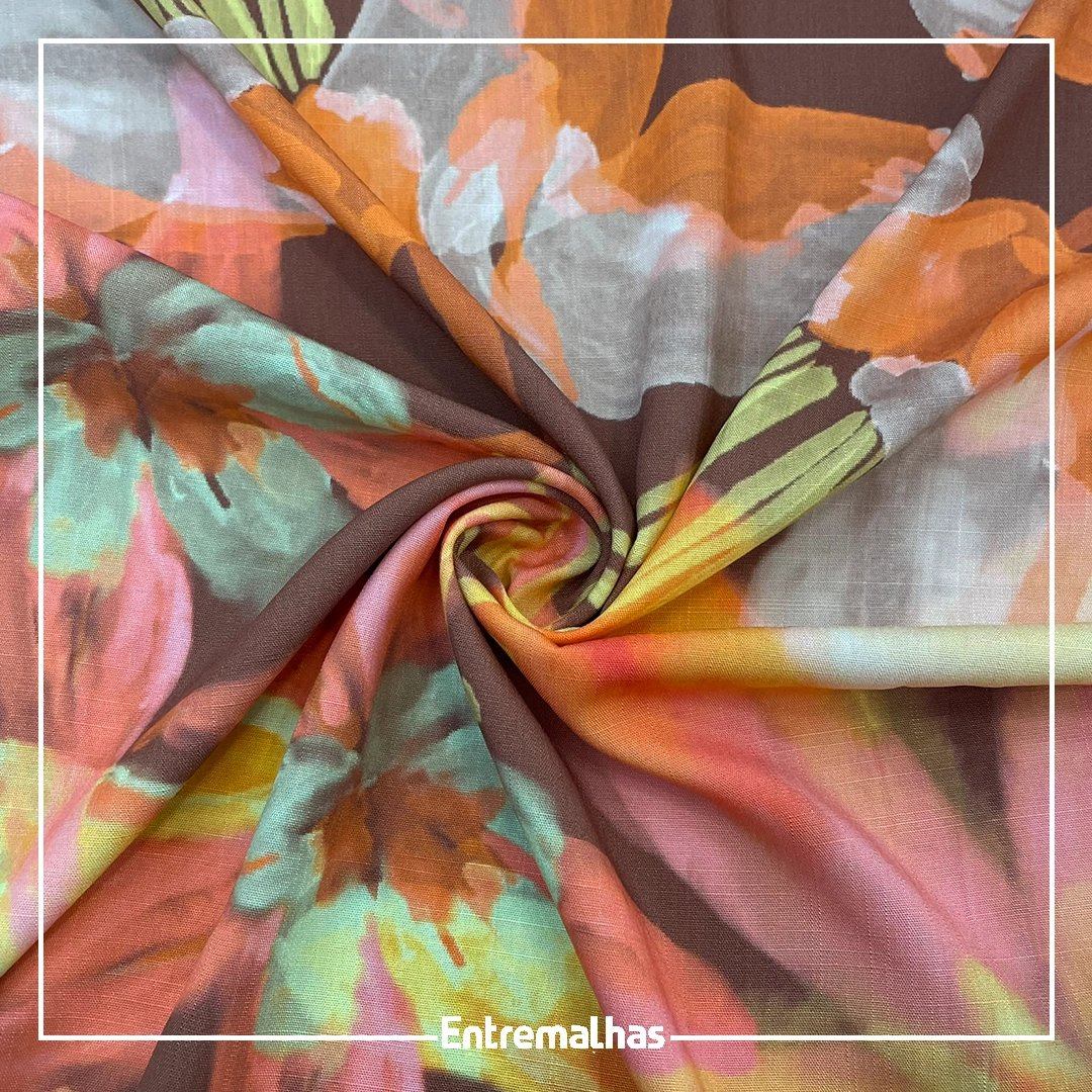 Tecido Viscose Slub Estampado Ref.:859856