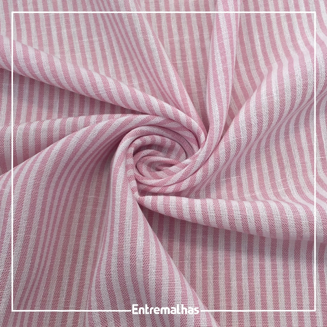 Tecido Linen Stripe Maldivas - Rosa Ref.:859966