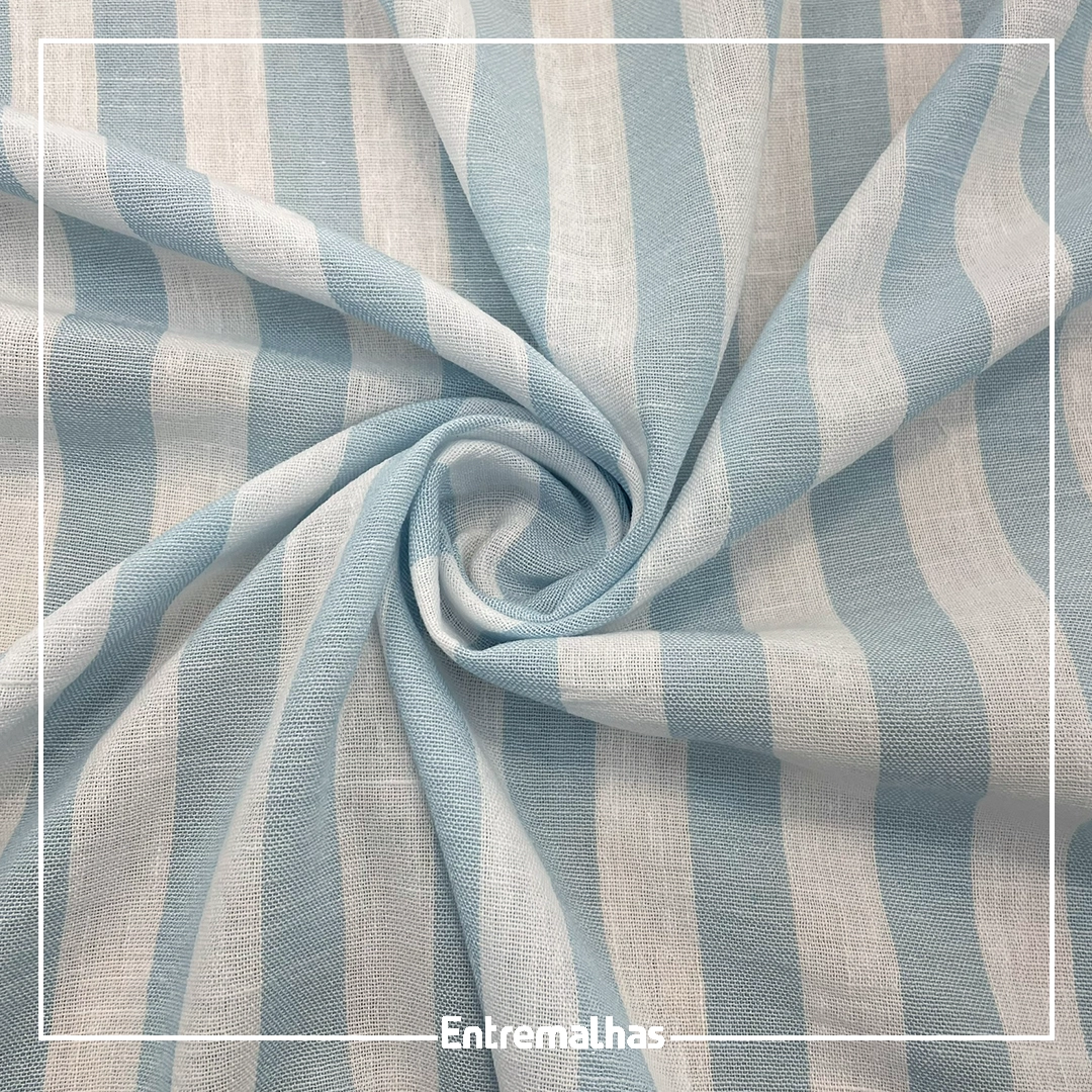 Tecido Linen Stripe Maldivas - Azul Ref.:859966