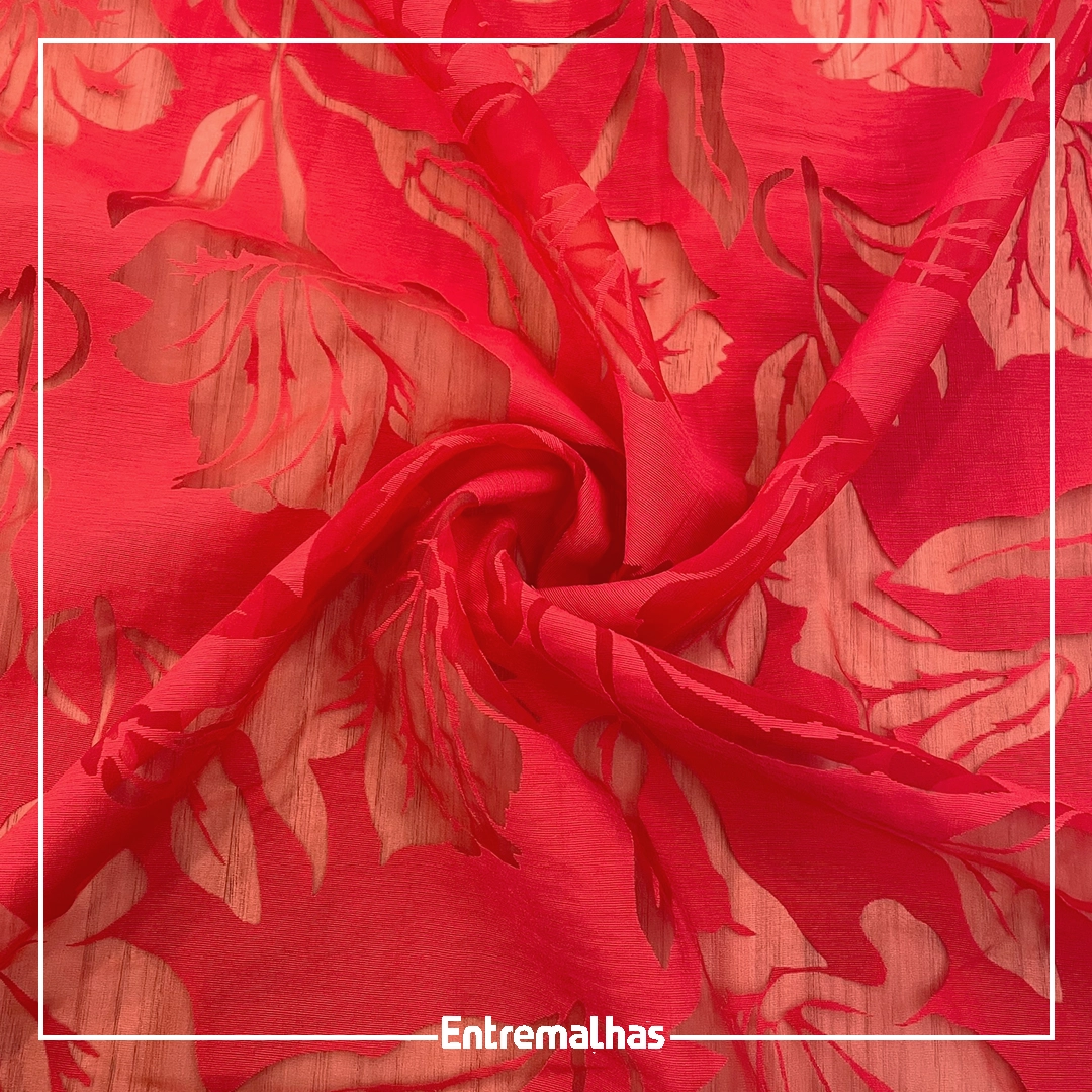 Tecido Devorê Magnolia - Vermelho Ref.:859986
