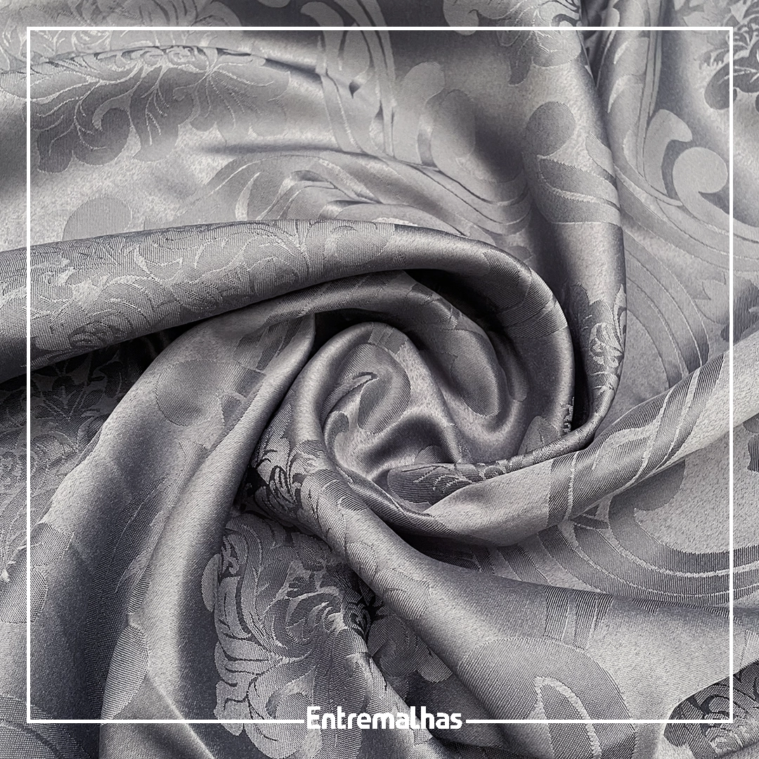Tecido Adamaskado Jacquard Inglês - Cinza Ref.:858982
