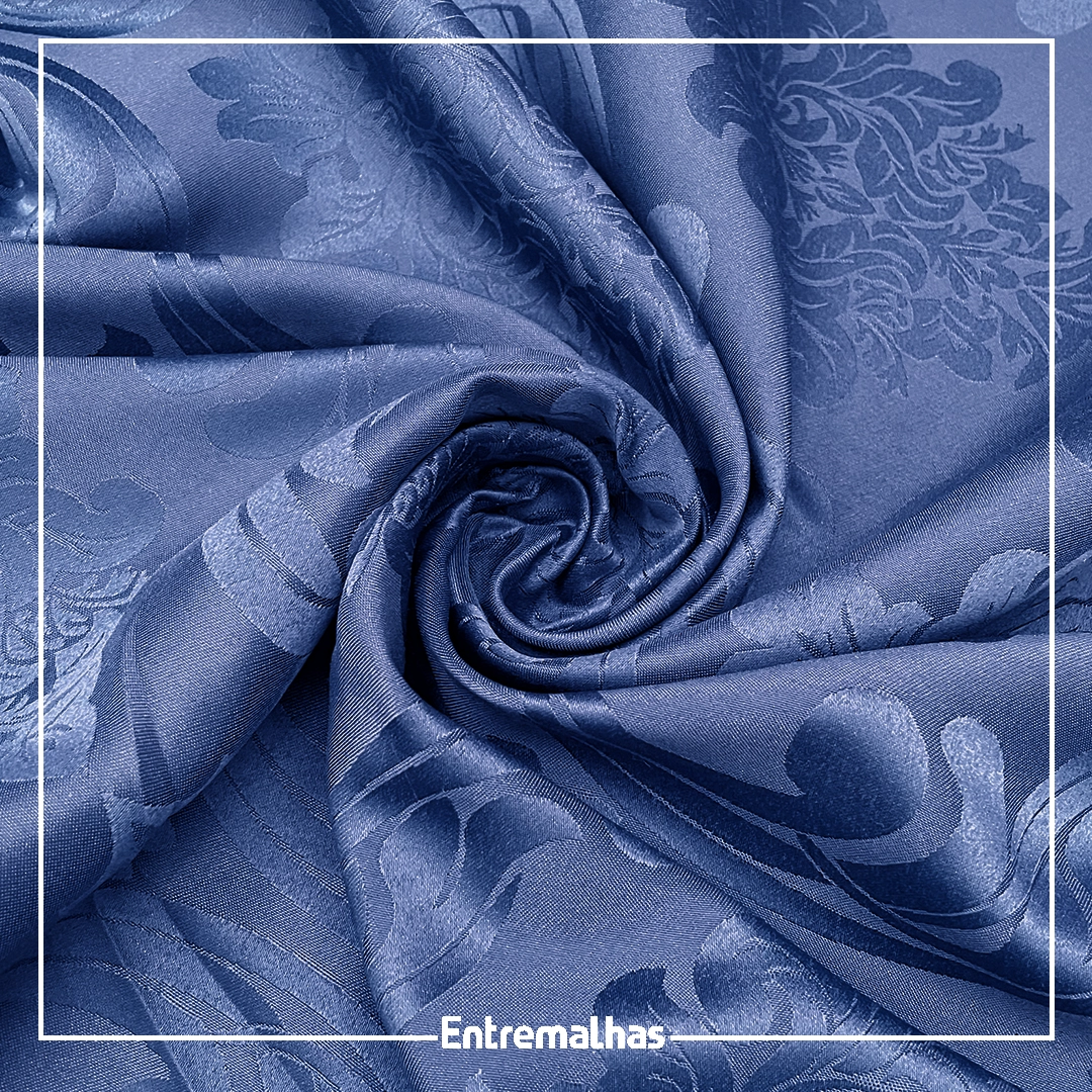 Tecido Adamaskado Jacquard Inglês - Azul Ref.:858982