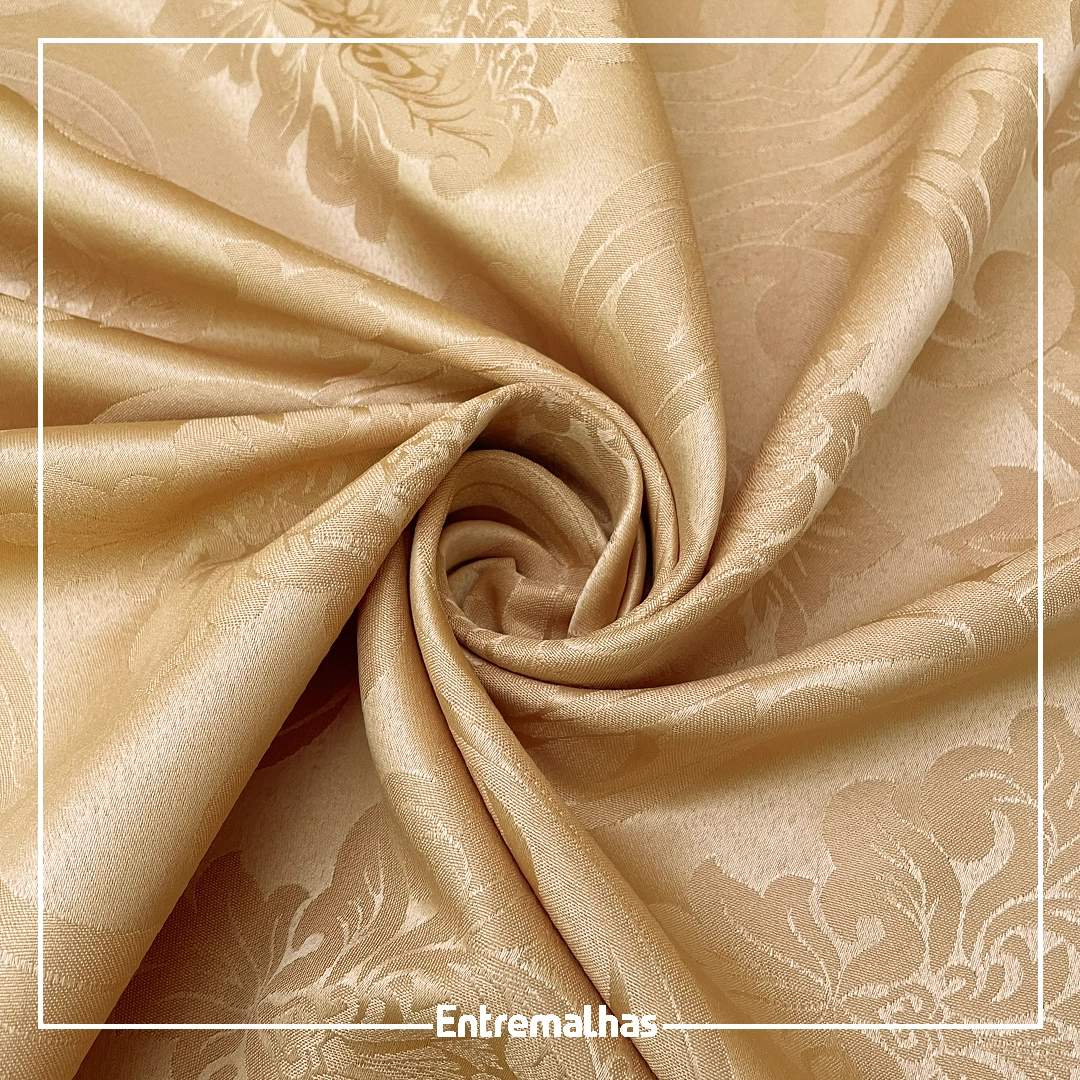 Tecido Adamaskado Jacquard Inglês - Dourado Ref.:858982