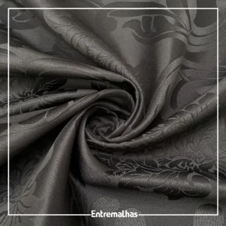 Tecido Adamaskado Jacquard Inglês - Preto Ref.:858982