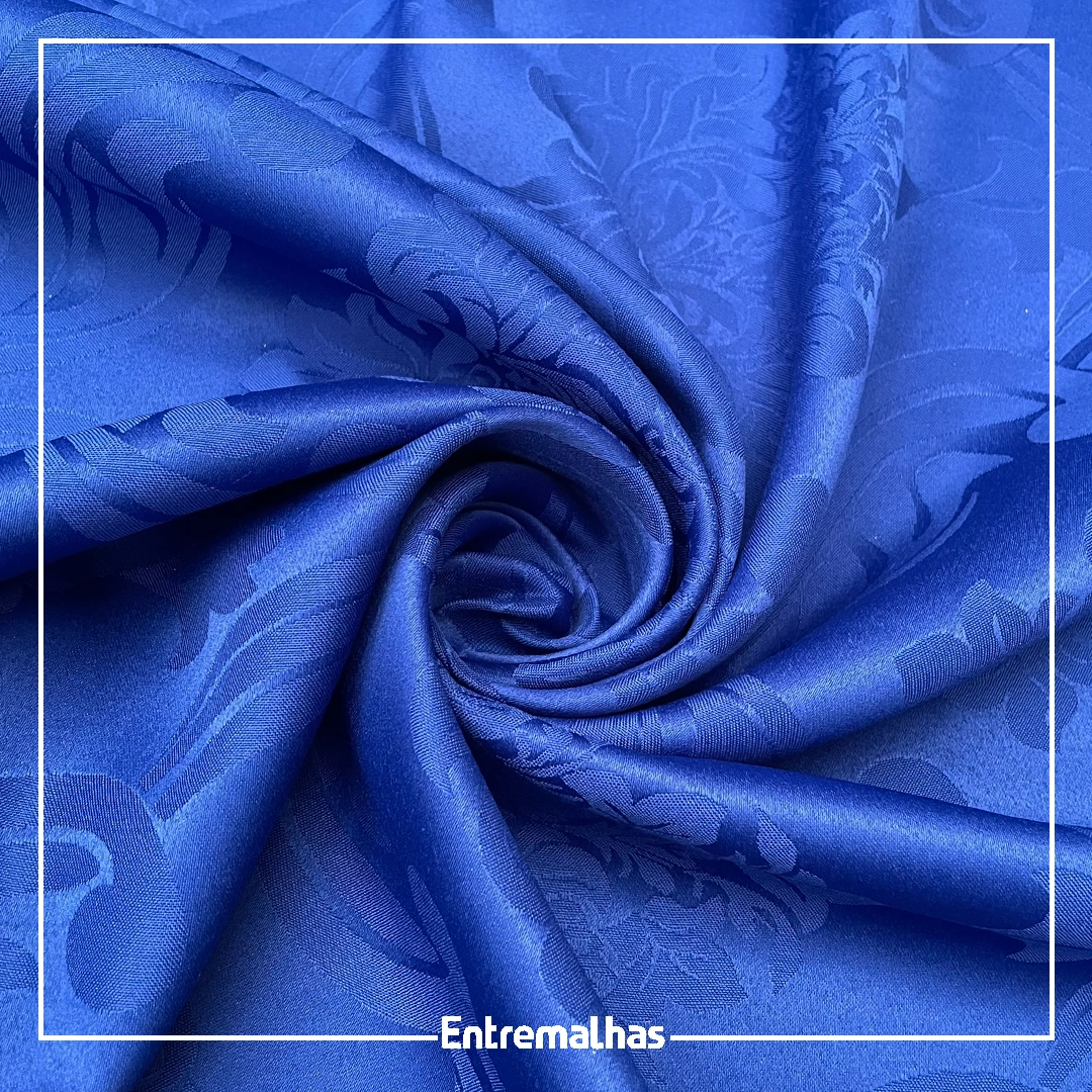 Tecido Adamaskado Jacquard Inglês - Azul Ref.:858982