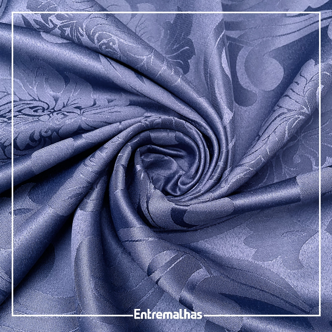 Tecido Adamaskado Jacquard Inglês - Azul Ref.:858982