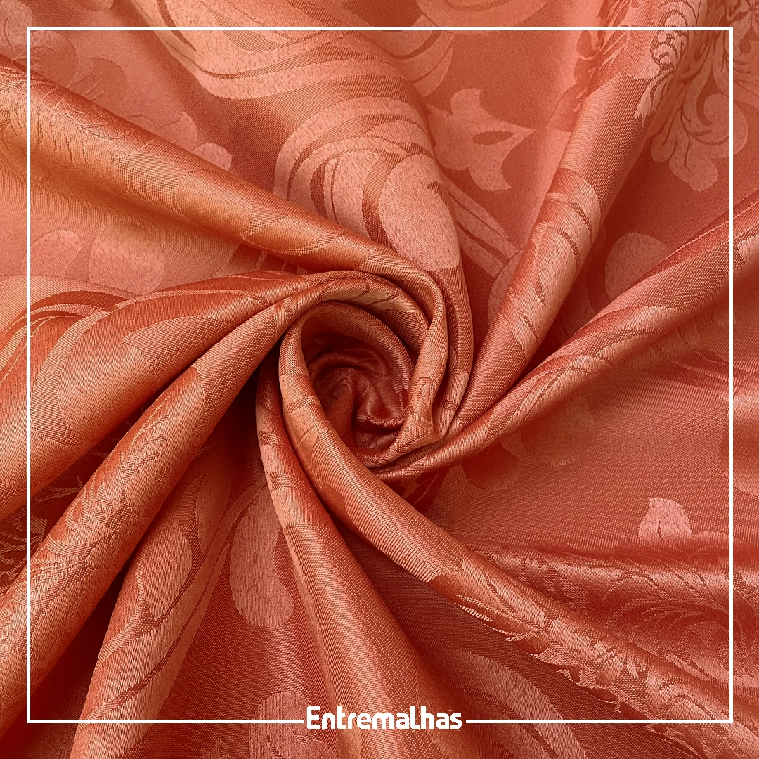 Tecido Adamaskado Jacquard Inglês - Laranja Ref.:858982