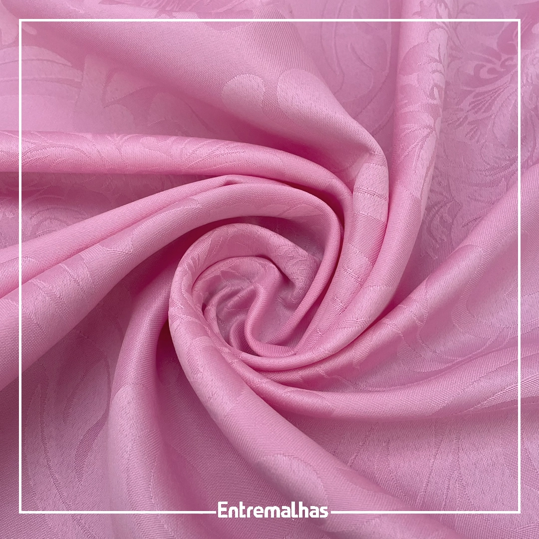 Tecido Adamaskado Jacquard Inglês - Rosa Ref.:858982