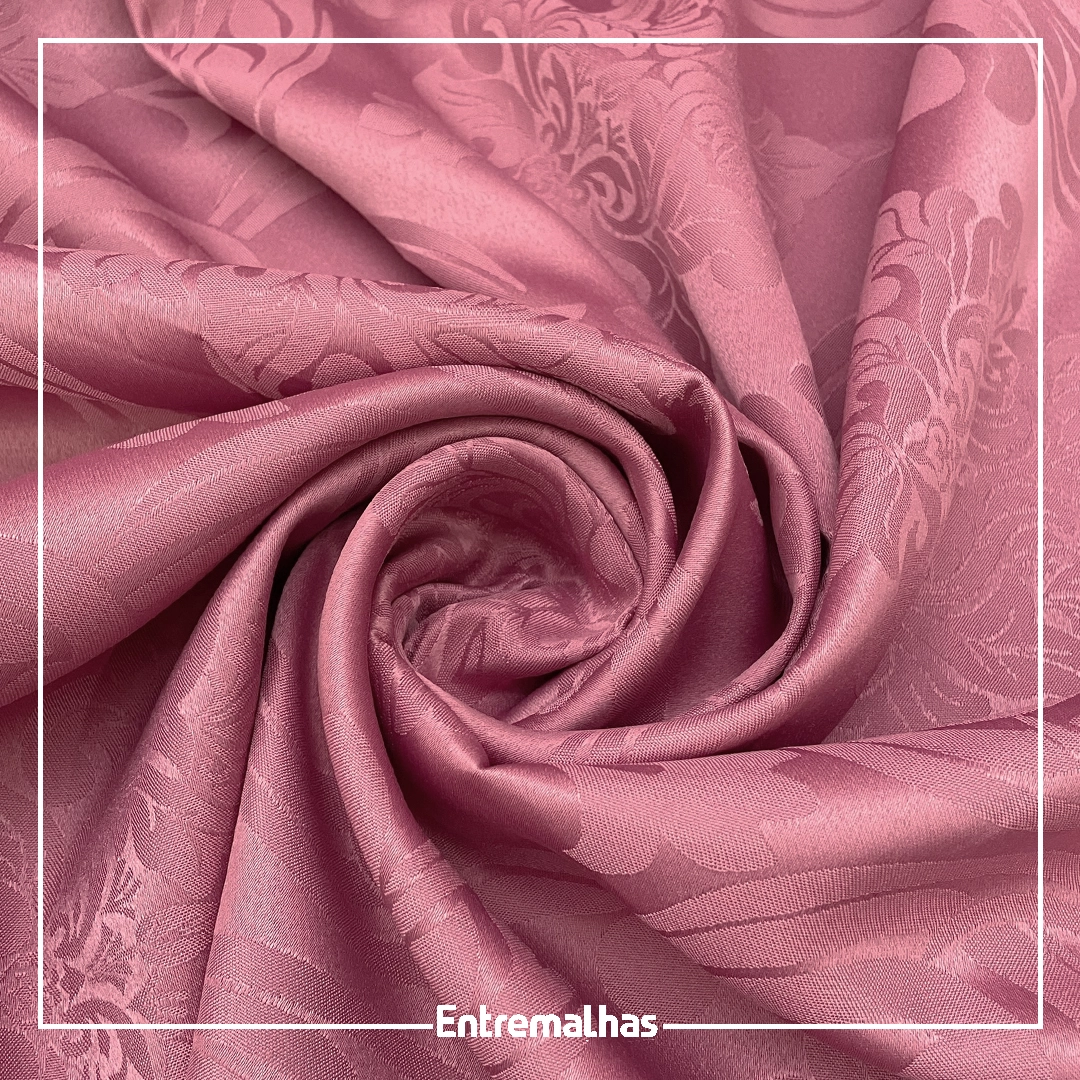 Tecido Adamaskado Jacquard Inglês - Rosa Ref.:858982