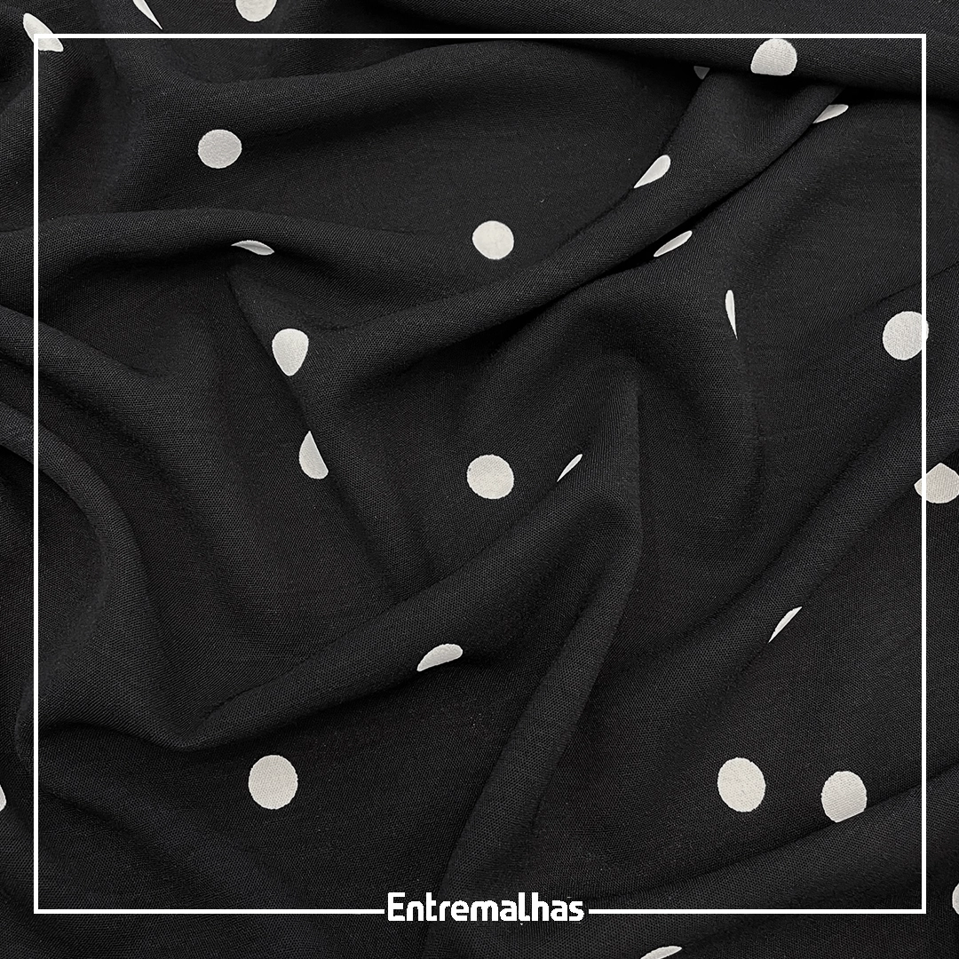 Tecido Atenas Air Flow Poá - Preto Ref.:859729