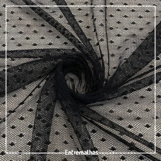 Tecido Tule Plumetis - Preto Ref.:859805