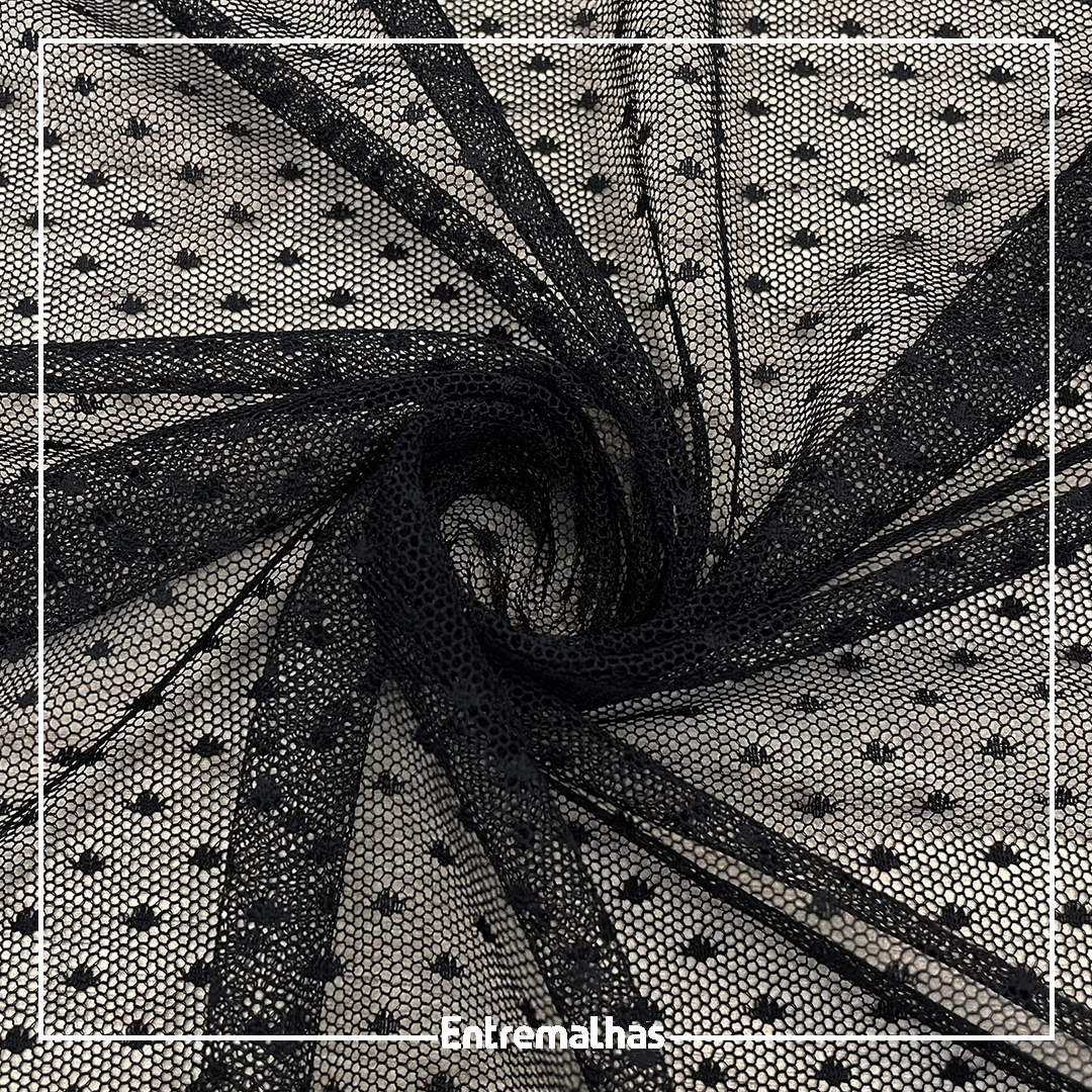 Tecido Tule Plumetis - Preto Ref.:859805