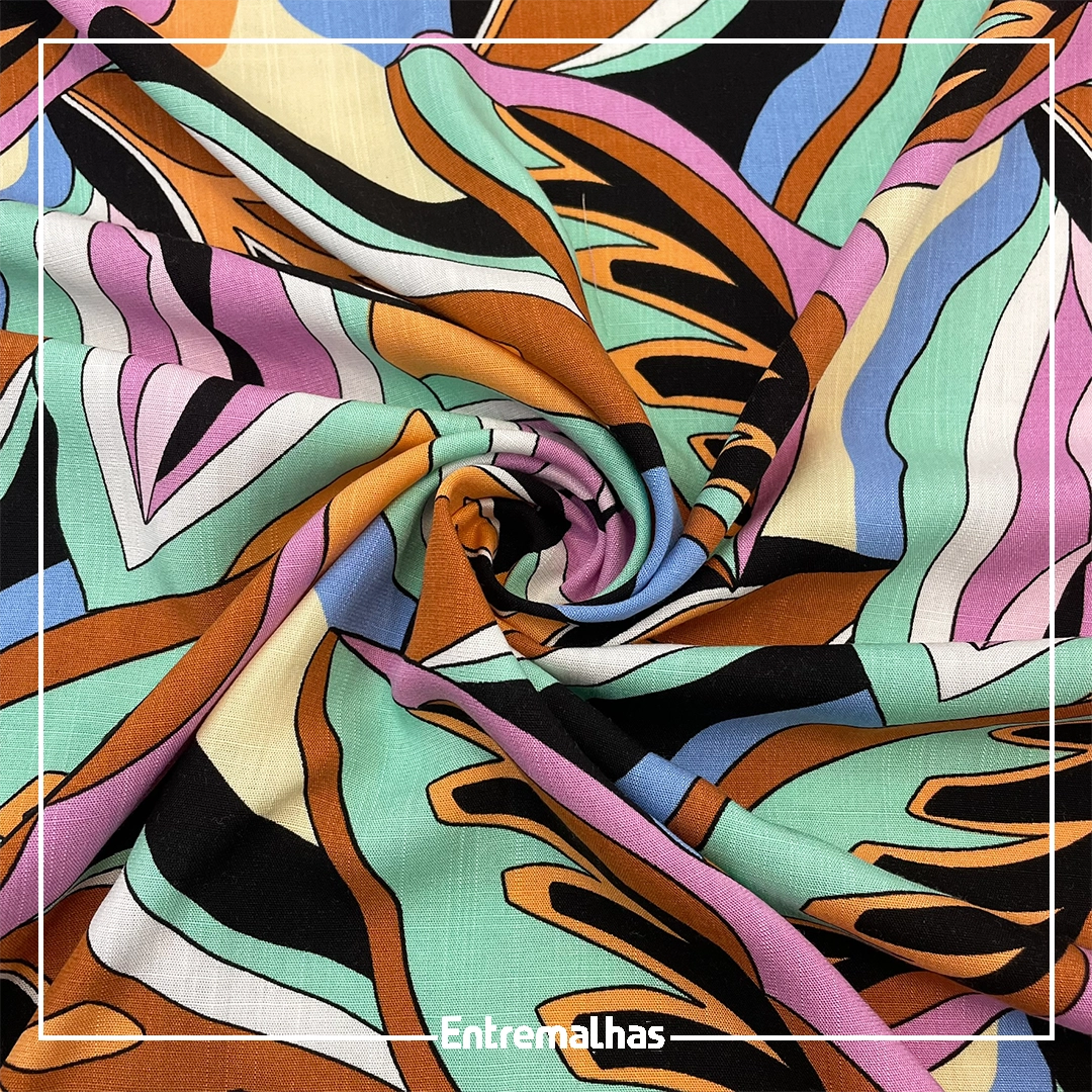 Tecido Viscose Slub Estampado Ref.:859856