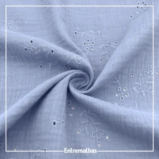 Tecido Algodão Nilo Bordado - Azul Ref.:859888