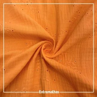 Tecido Algodão Nilo Bordado - Laranja Ref.:859888