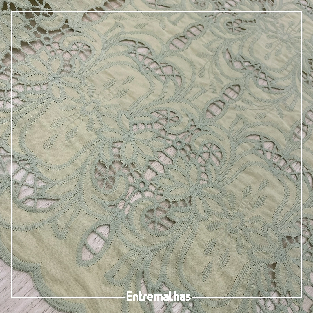 Tecido Bordado Richilieu - Verde Ref.:859978