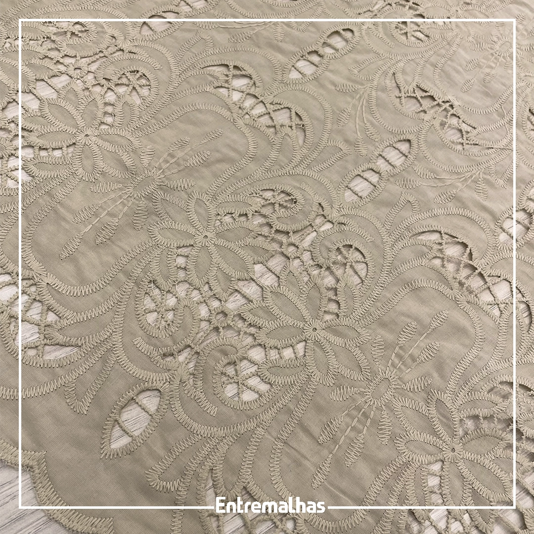 Tecido Bordado Richilieu - Bege Ref.:859978