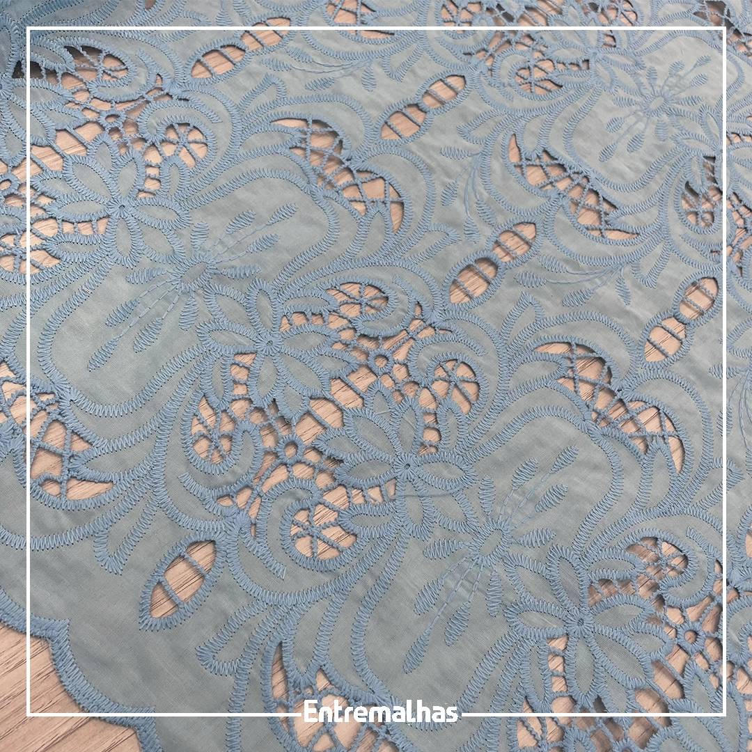 Tecido Bordado Richilieu - Azul Ref.:859978