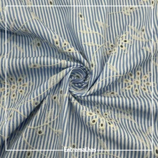 Tecido Listras Bordado Flor Ref.:859983