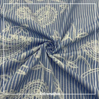 Tecido Listras Bordado Paisley Ref.:859987