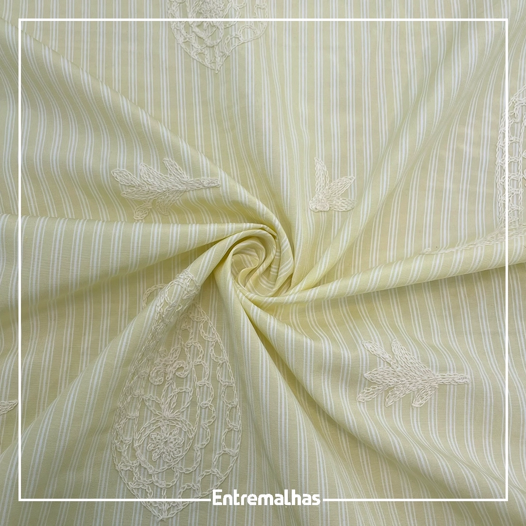 Tecido Bordado - Amarelo Ref.:860009