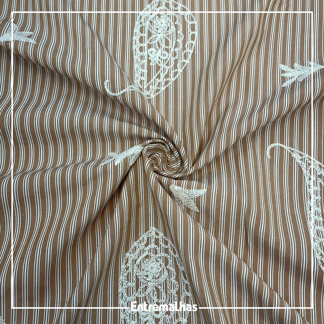 Tecido Bordado - Marrom Ref.:860009