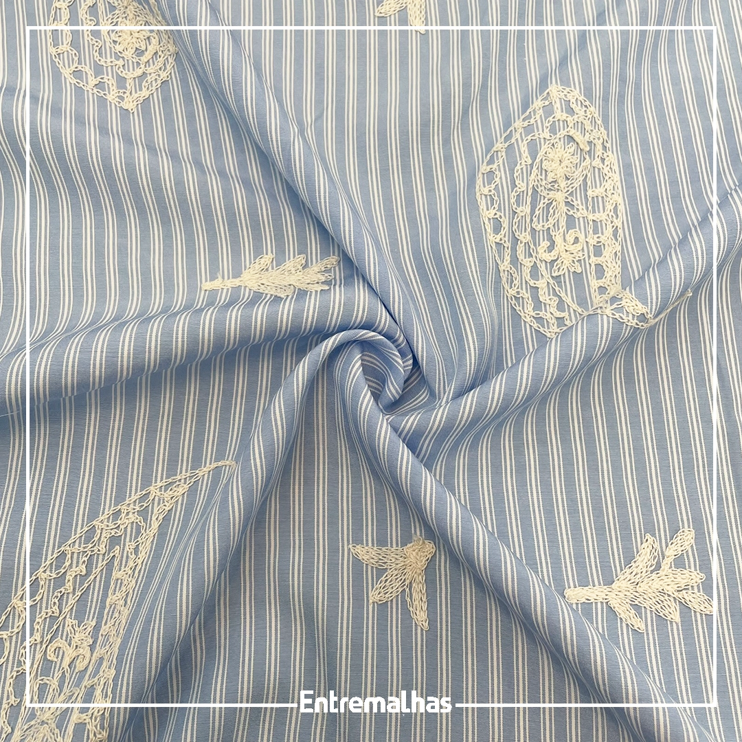 Tecido Bordado - Azul Ref.:860009