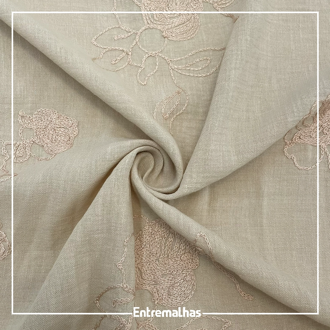Tecido Bordado Nice - Bege Ref.:860011