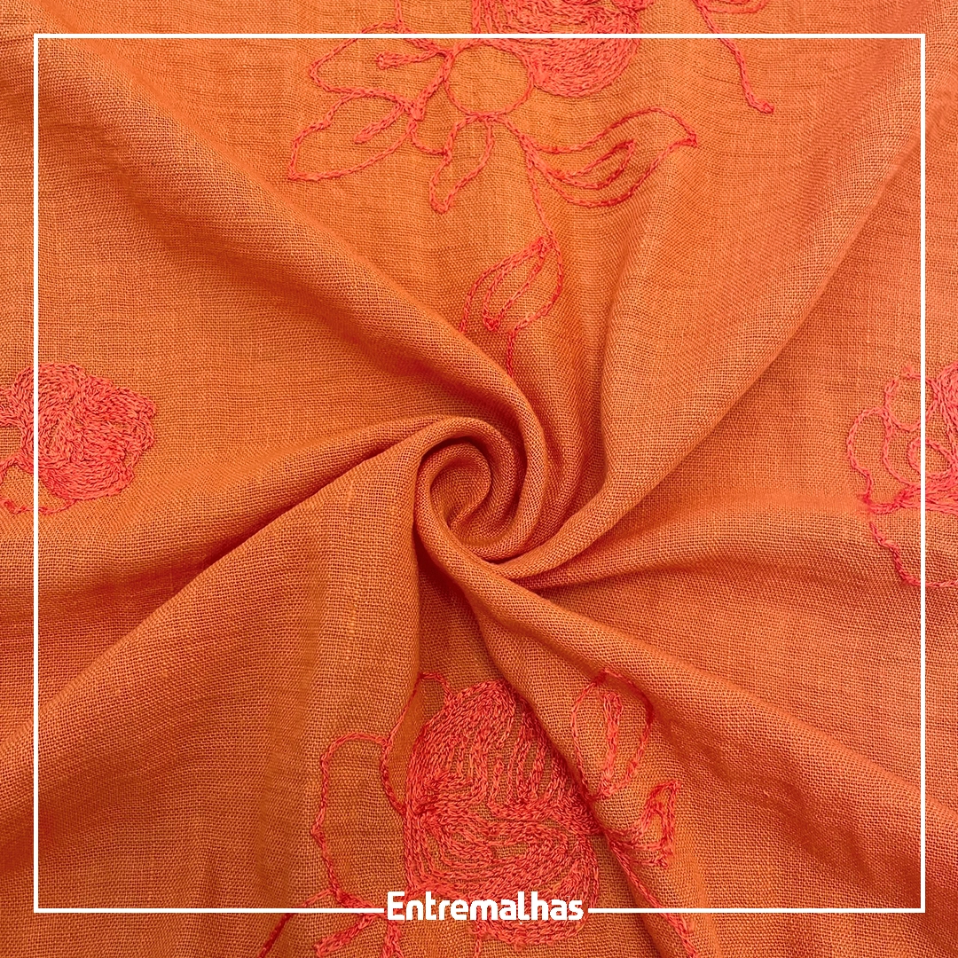 Tecido Bordado Nice - Laranja Ref.:860011