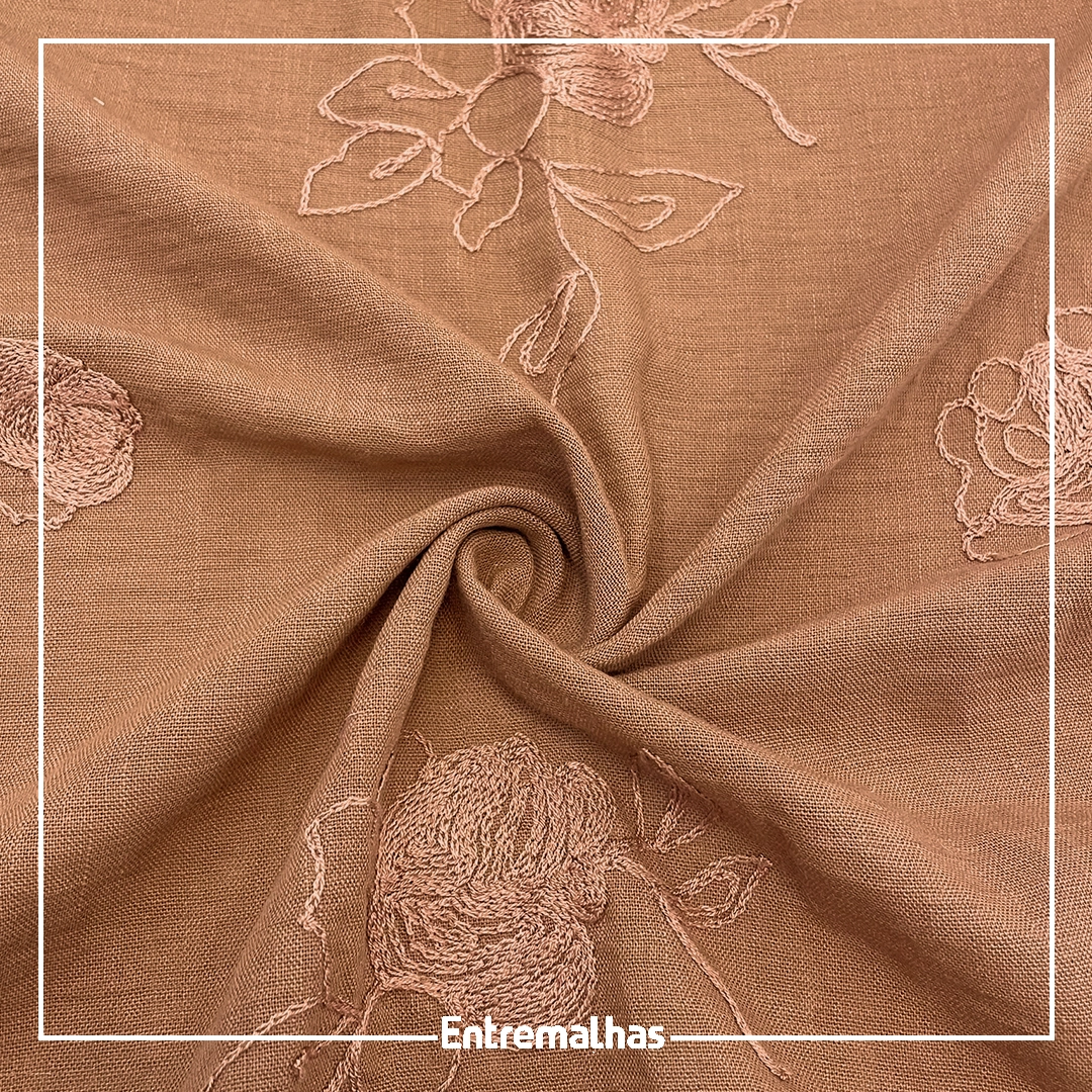 Tecido Bordado Nice - Marrom Ref.:860011