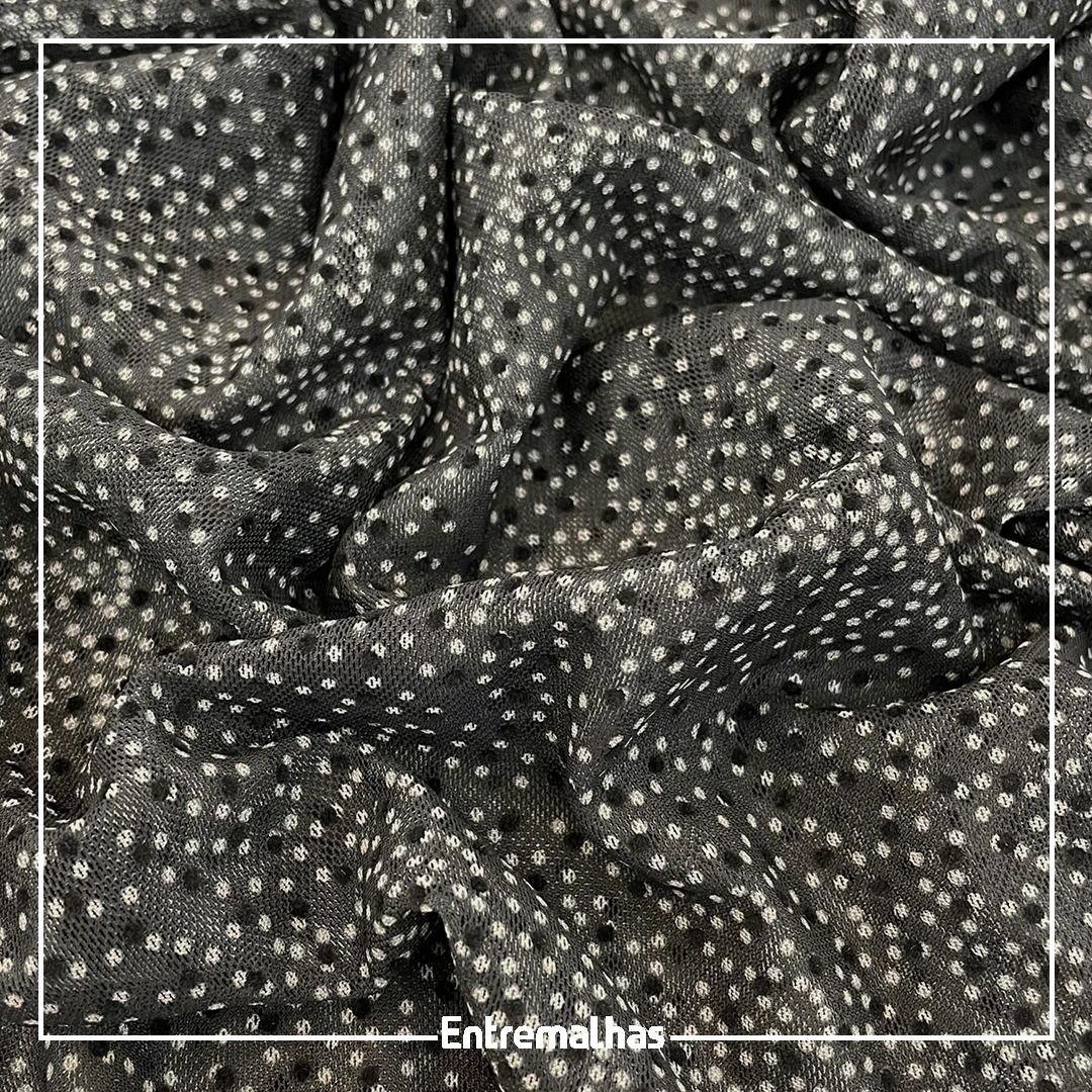 Tecido Tule Poá Flocado - Cinza Ref.:860012