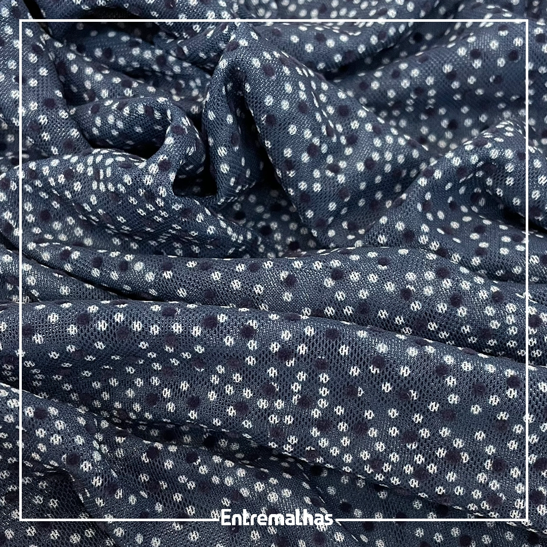 Tecido Tule Poá Flocado - Azul Ref.:860012