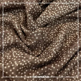 Tecido Tule Poá Flocado - Marrom Ref.:860012