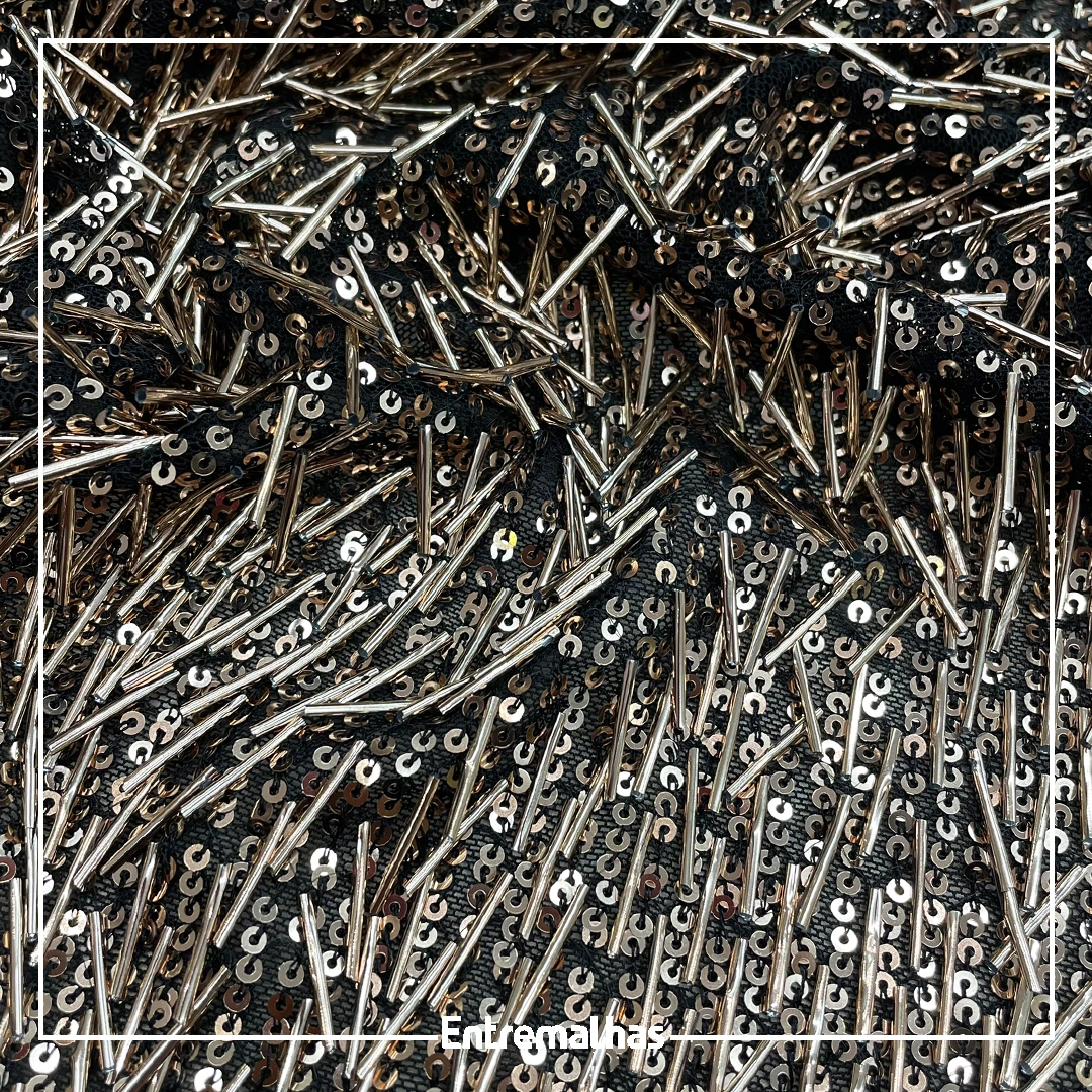 Tecido Paetê Grease - Preto Ref.:860014