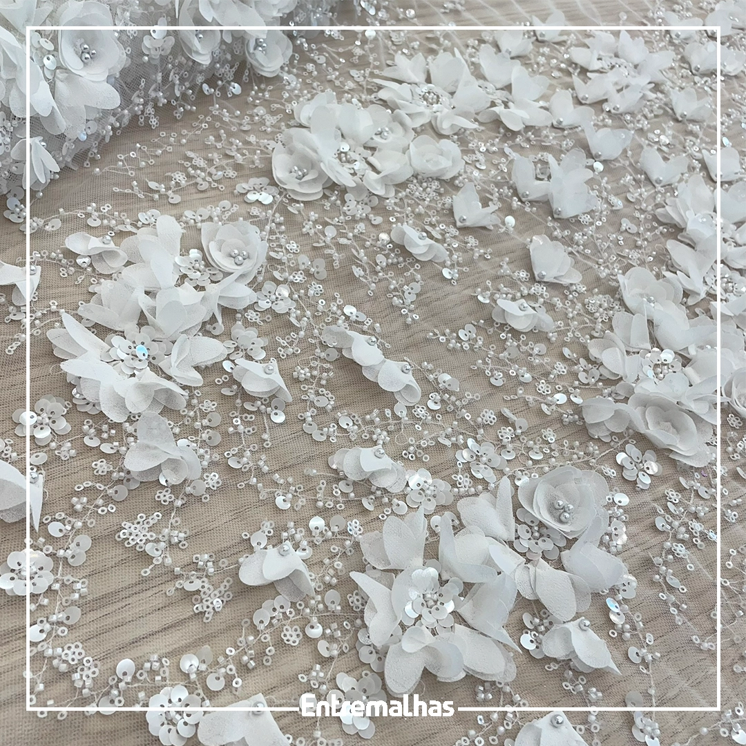 Renda Tule 3D - Branco Ref.:814223