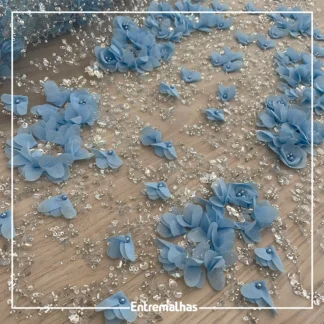 Renda Tule 3D - Azul Ref.:814223