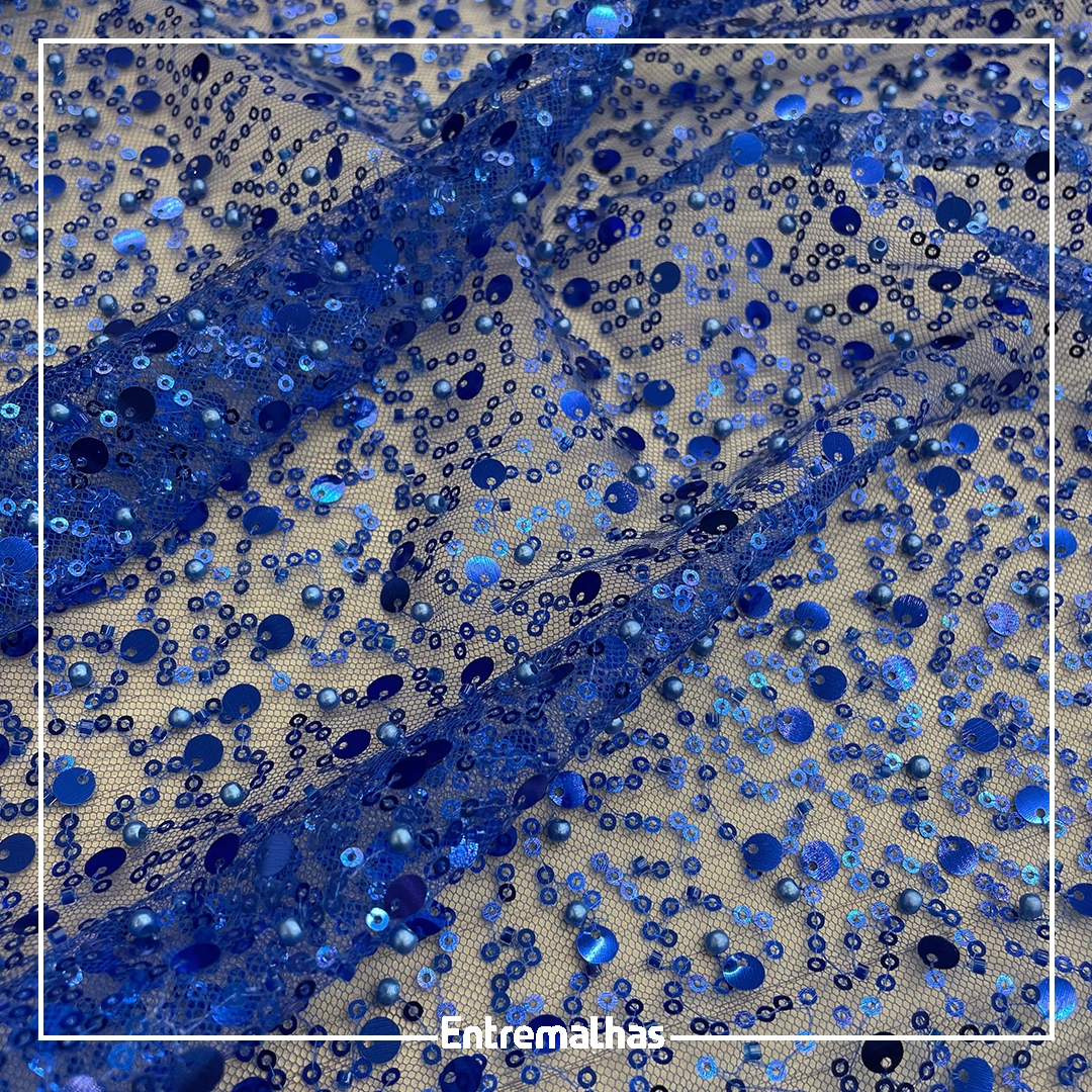 Tecido Renda Machine - Azul Ref.:814234