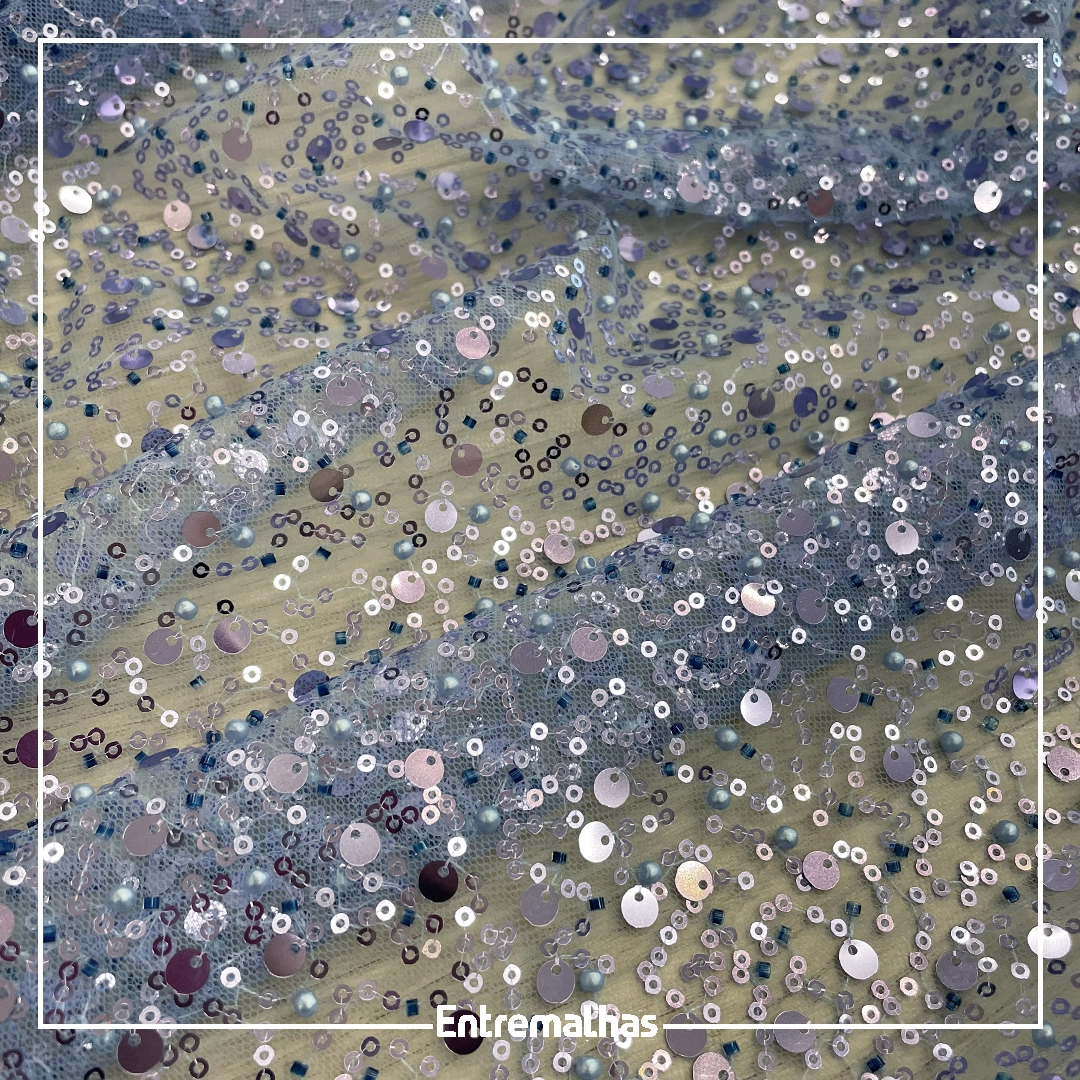 Tecido Renda Machine - Azul Ref.:814234