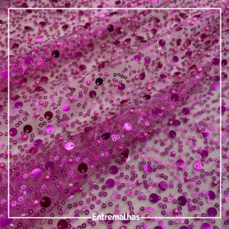 Tecido Renda Machine - Rosa Ref.:814234