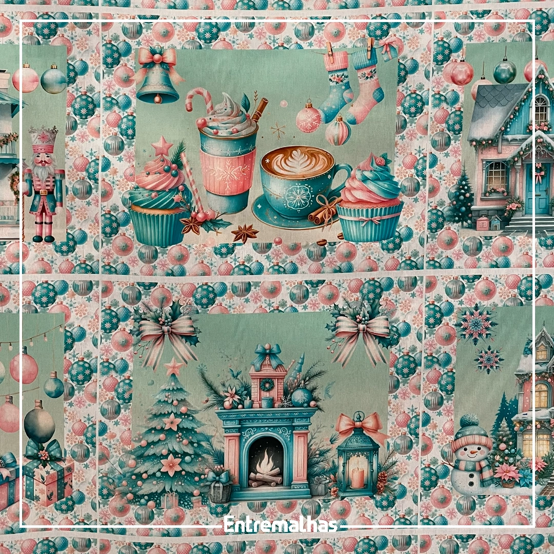 Tecido Tricoline Estampa Digital Natal Ref.:858250