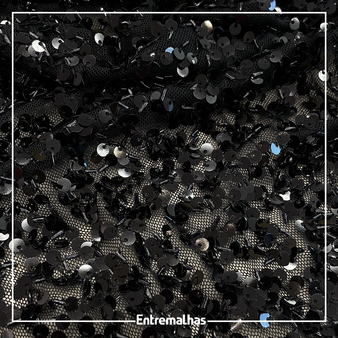 Tecido Paetê Glam - Preto Ref.:860021