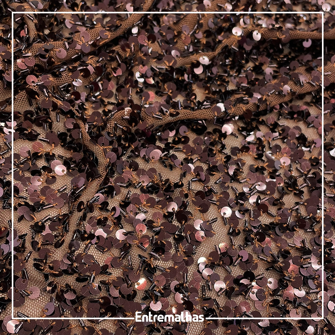 Tecido Paetê Glam - Marrom Ref.:860021