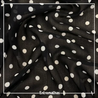 Tecido Crepe Chiffon Poá - Preto Ref.:722203