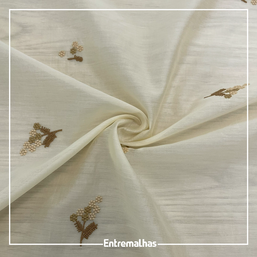 Tecido Bordado Tencel - Amarelo Ref.:859985